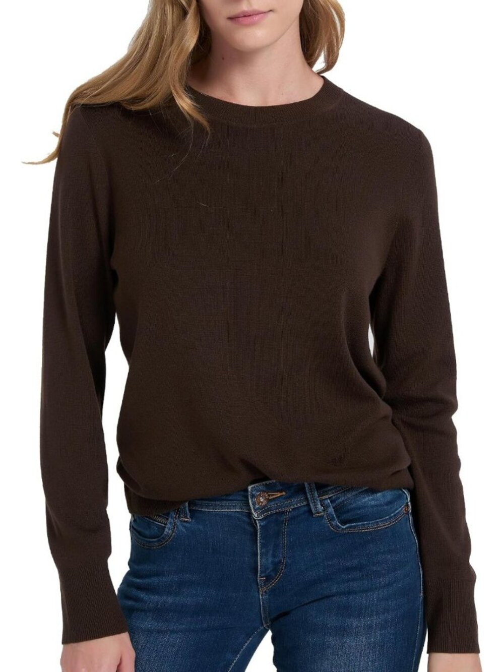 Cozy 100% Merino Wool Long Sleeve Crewneck Sweater for Fall Fashion